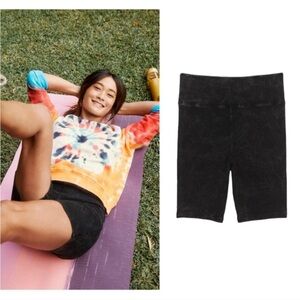 Anthropologie | T.la Kimmy Bike Shorts Small Petite Ribbed Washed Faded Black